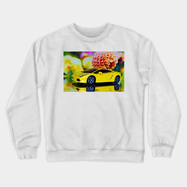 Surreal Yellow Sports Car Crewneck Sweatshirt by DeVerviers